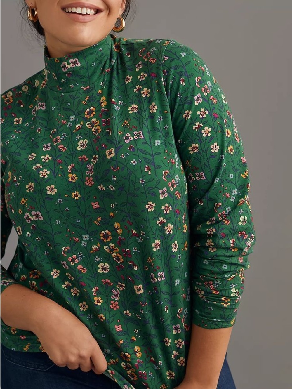 Maeve Button Shoulder Turtleneck Top